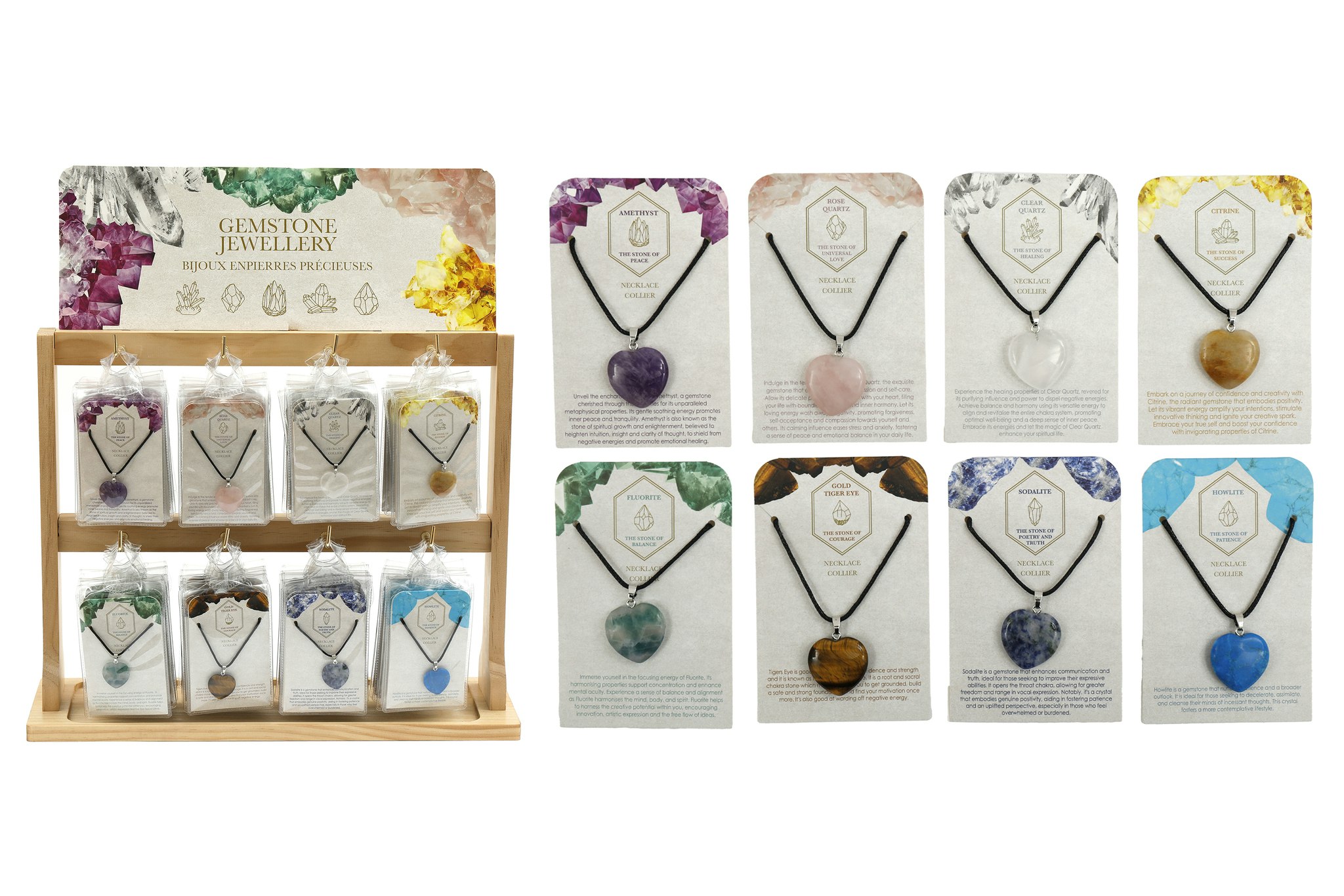 Crystal Heart Necklace Citrine (gul)