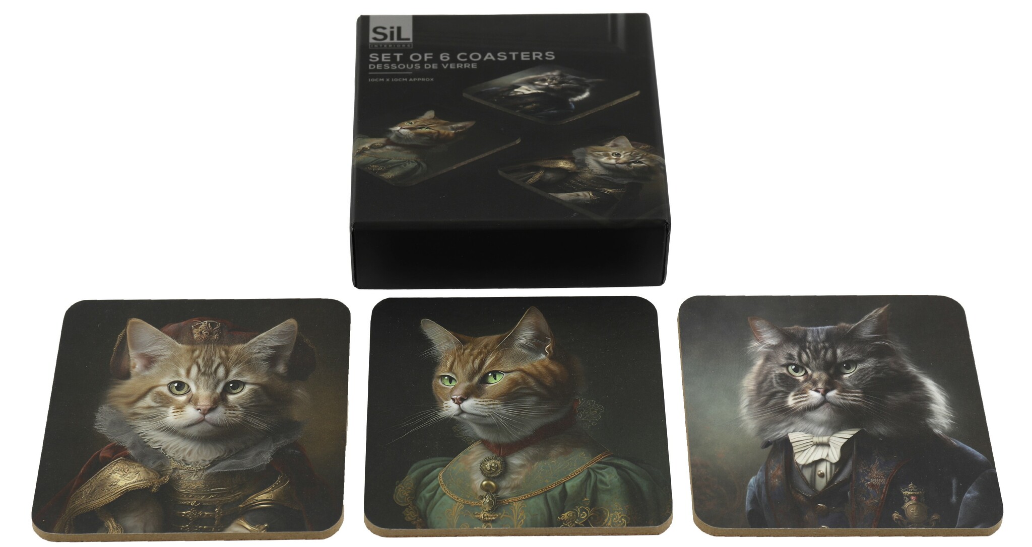 Cat Animal Head Coasters 6-pack