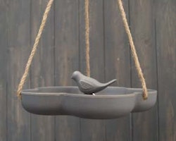 Earthy Anthracite Bamboo Hanging Bird Bath/Feeder