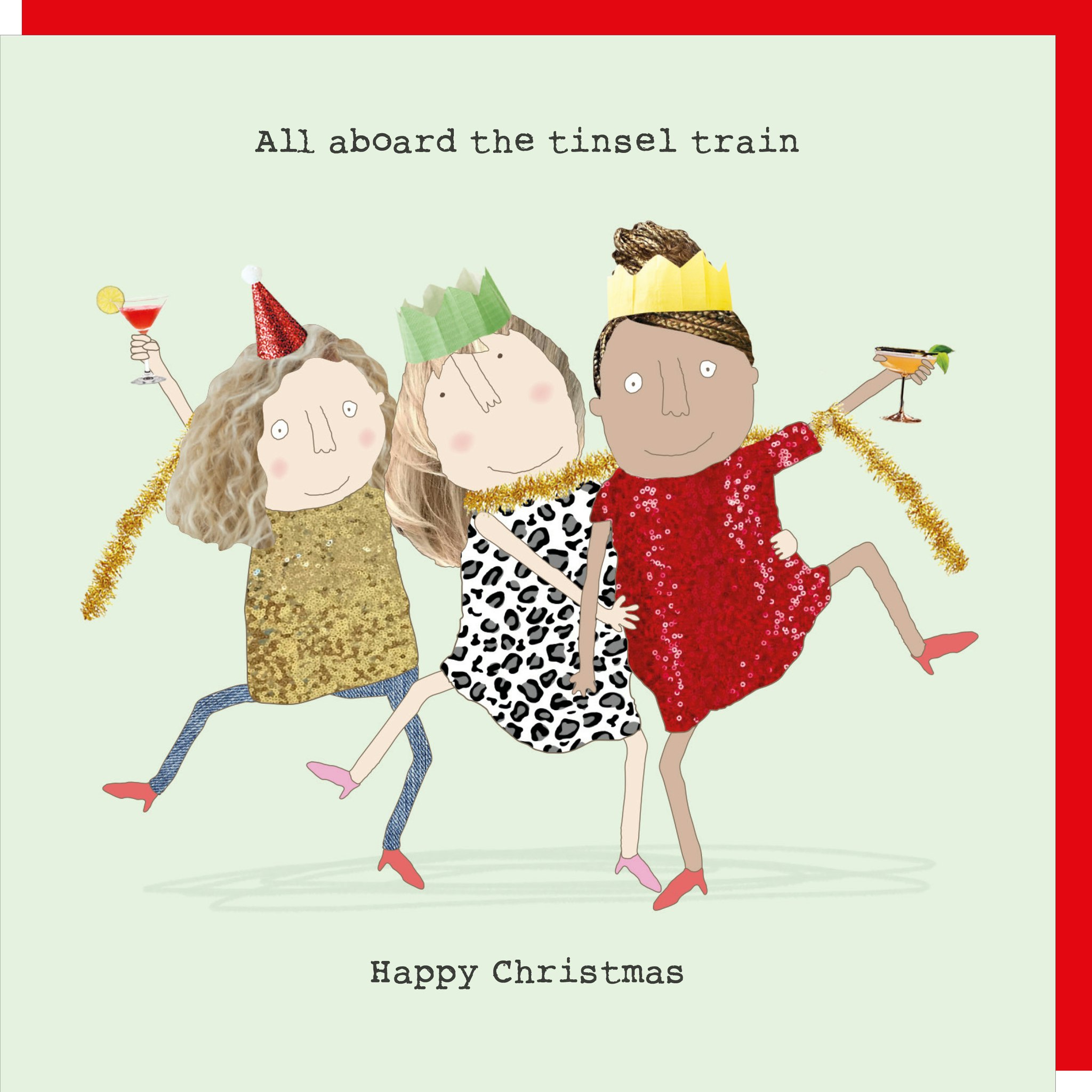 Card Xmas Tinsel Train