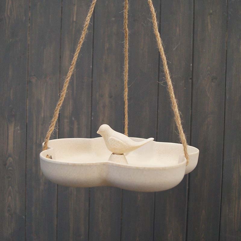 Earthy Anthracite Bamboo Hanging Bird Bath/Feeder