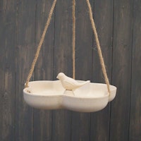 Earthy Anthracite Bamboo Hanging Bird Bath/Feeder