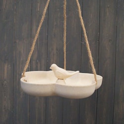 Earthy Anthracite Bamboo Hanging Bird Bath/Feeder
