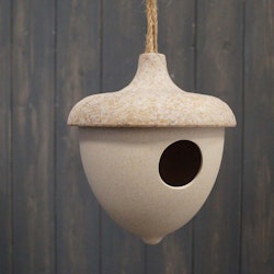Earthy Natural Bamboo Hanging Acorn Birdhouse