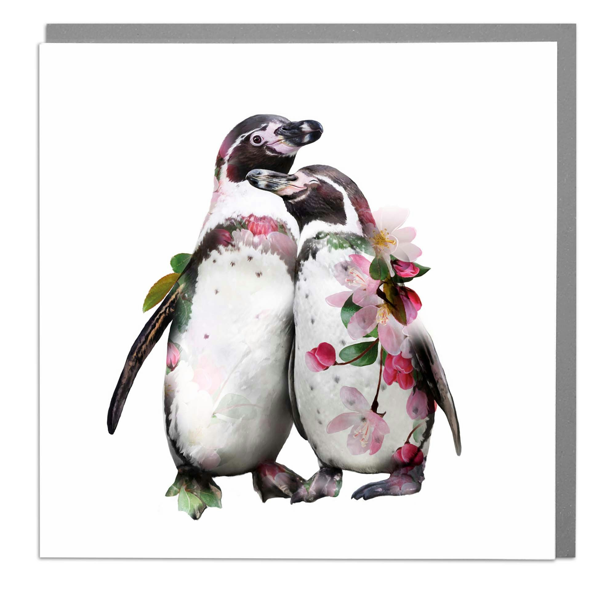 Card Wildlife Botanical Hugging Penguins