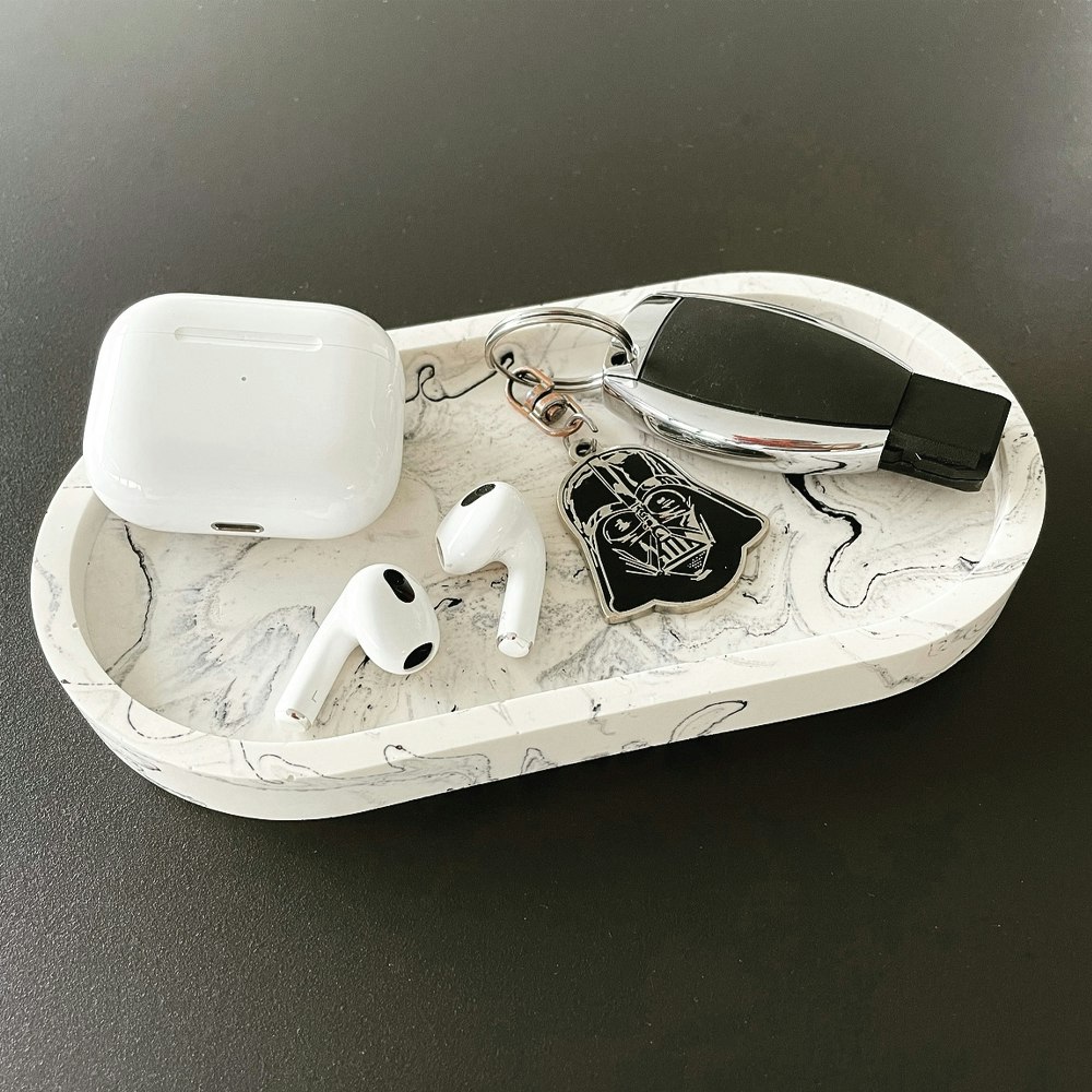 Silikonform jesmonite oval bricka färdigt resultat