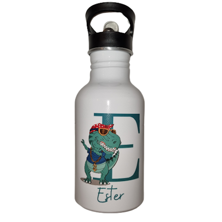 Vattenflaska med namn för barn - T-rex Dino