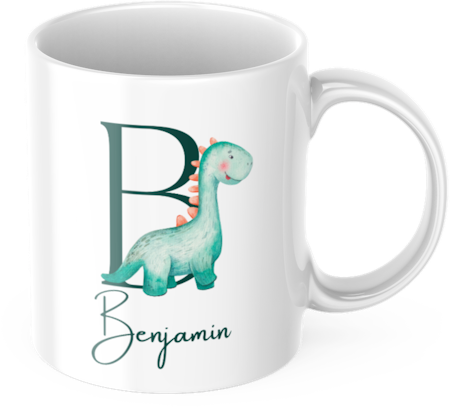 Dinosaurie - Initial - Personlig mugg för barn- Barnmugg