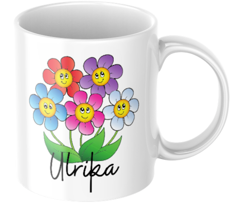 Personlig mugg med namn – Färgglad tackpresent till fröken