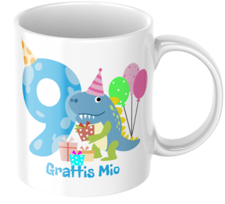 Dinosaurie Barnmugg -Födelsedag mugg - Personlig mugg för barn