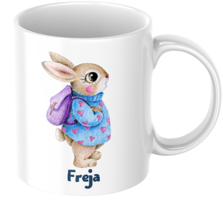 Kanin -Personlig mugg för barn -Barnmugg