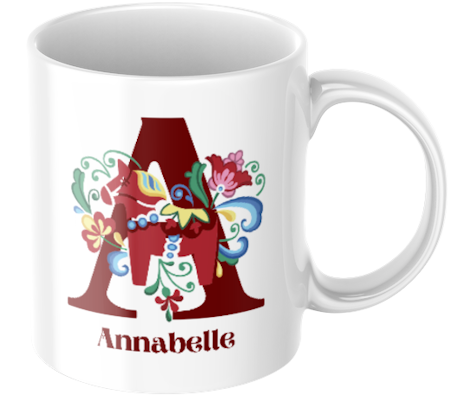 Personlig mugg - Dalahäst med initial