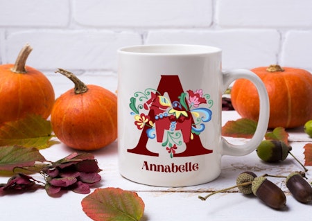 Personlig mugg - Dalahäst med initial