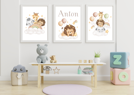 Personliga barntavlor - Posters till barnrummet-Safari djur
