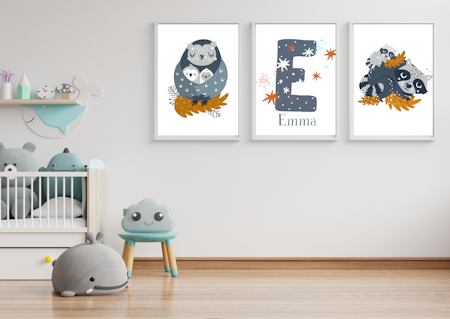 Personliga barntavlor - Posters till barnrummet-Uggla