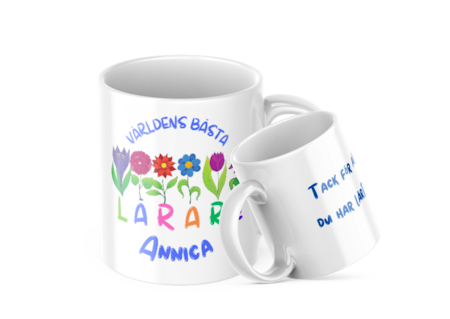 Presentmugg för lärare - fröken - Blommig