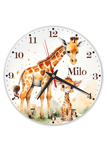 Väggklocka för barn - Gullig Giraff