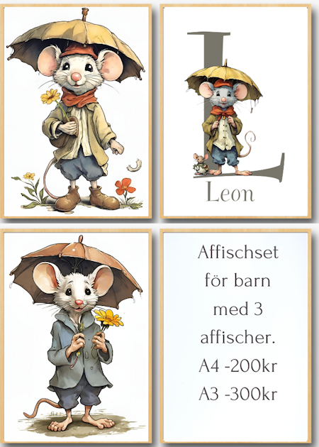 Personliga barntavlor - Posters till barnrummet-Charmig Mus -