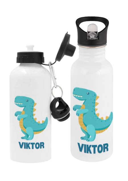 Vattenflaska med namn för barn - Dino T-rex