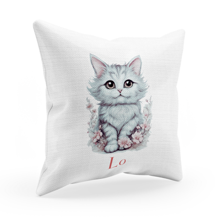 Personligt kuddfodral för barn med kattmotiv
