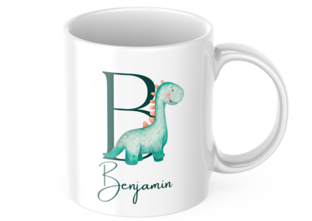 Dinosaurie - Initial - Personlig mugg för barn- Barnmugg