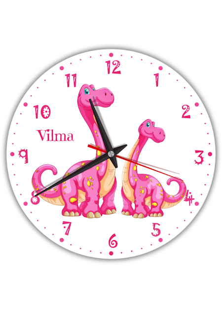 Magisk Rosa Dinosaurieväggklocka för Barnrum - Lär Klockan med Fantasi