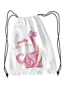 Personlig gympapåse med namn- Barn - Pink Dinosaurie