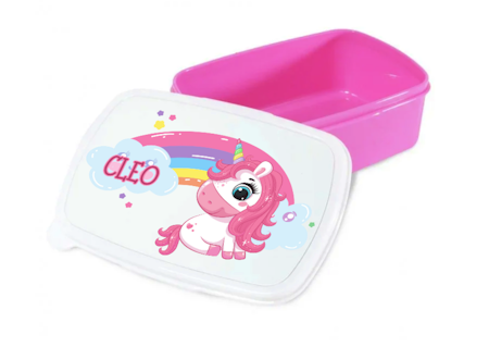 Personlig lunchlåda för barn -matlåda- lunchbox - Regnbåge med Enhörning