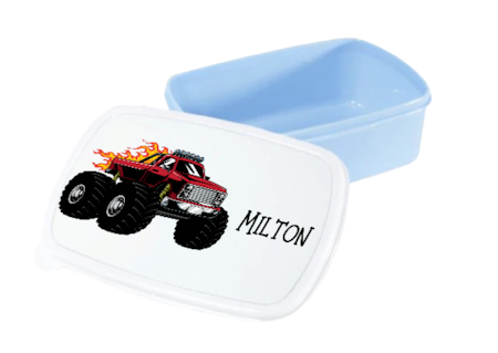 Personlig lunchlåda för barn -matlåda- lunchbox - Monster Truck