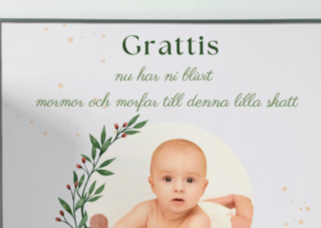 Personlig present till mor och farforaldrar med barnbarnets bild och namn