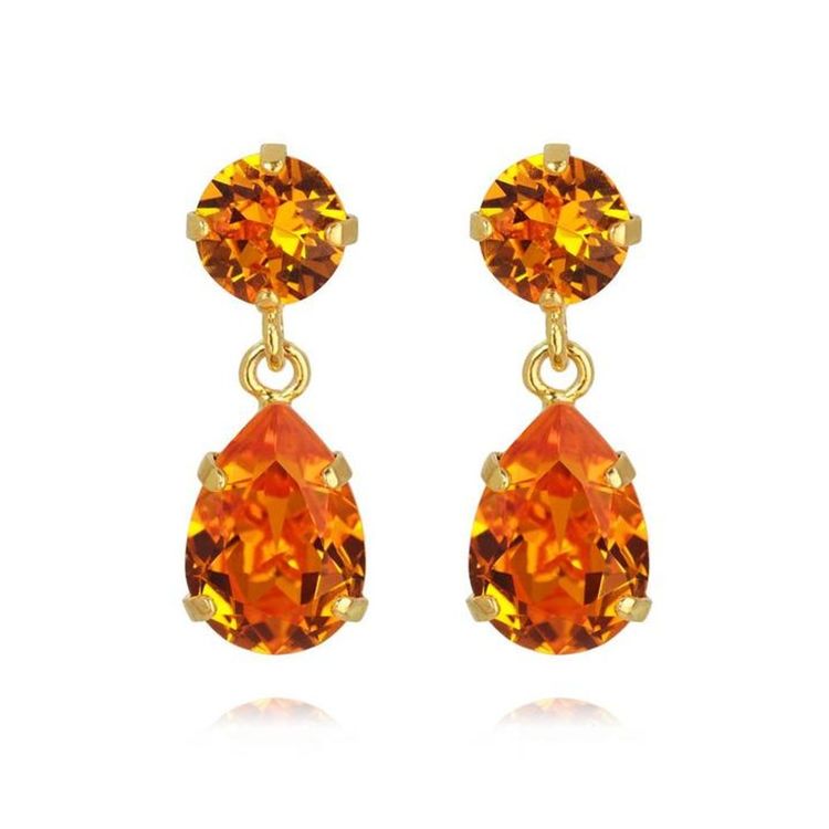 Mini Drop Earrings Gold / Tangerine