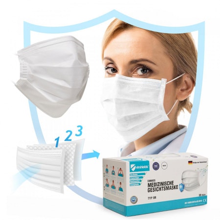 Medical Face Mask Typ IIR - 50-pack- Hel kartong 40 förp = 2000st munskydd