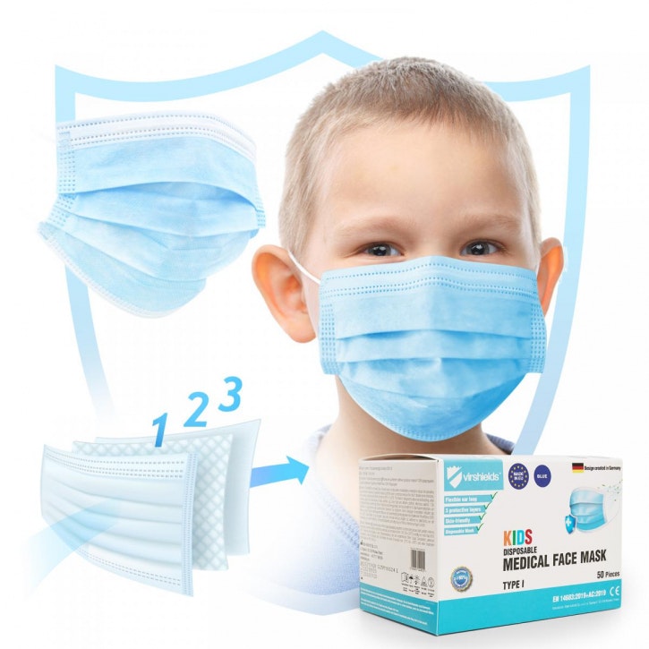 Medical Face Mask Typ I - Kids - Hel kartong 36 förp = 1800st munskydd