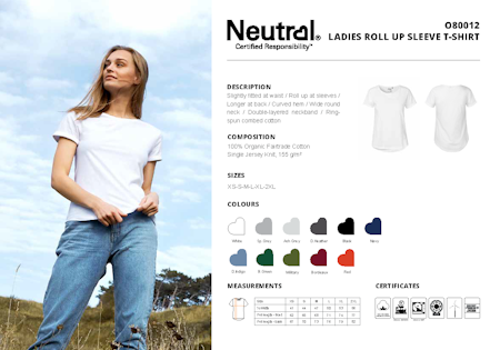 Neutral Ladies Roll Up Sleeve T-Shirt