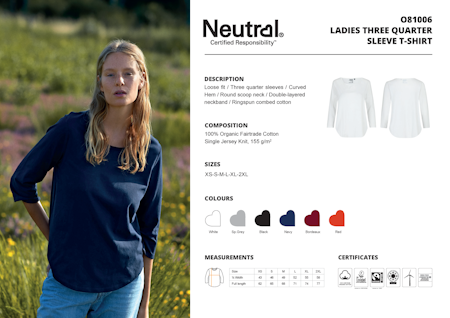 Neutral Ladies´ Three Quarter Sleeve T-Shirt