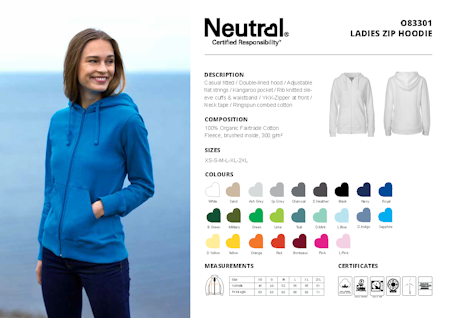 Neutral Ladies´ Zip Hoodie