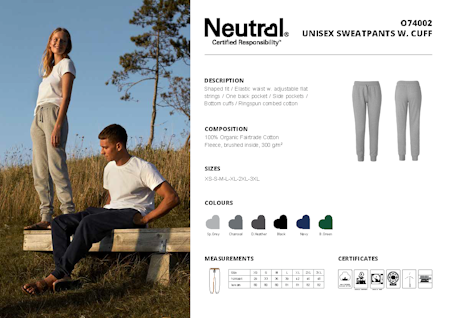 Neutral Unisex Sweatpants With Cuff And Zip Pocket