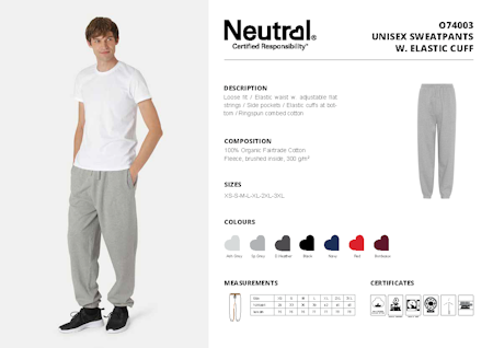 Neutral Unisex Sweatpants With Elastic Cuff
