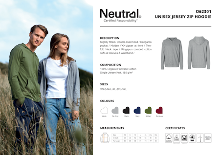 Neutral Unisex Jersey Zip Hoodie
