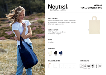 Neutral Twill Grocery Bag