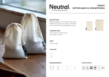 Neutral Cotton Bag With Drawstrings (5-PACK)