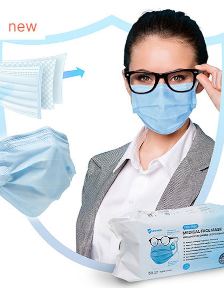 Anti-Fog Medical Face Mask Typ IIR (Pack of 50) - Hel kartong 28 förp = 1400st munskydd Blå
