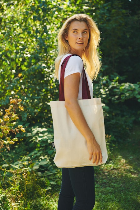 Neutral Twill Bag With Contrast Handles - O90002
