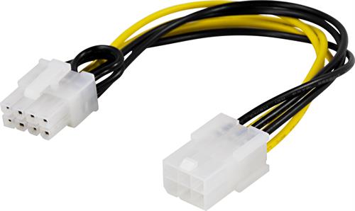 DELTACO adapterkabel, 6-pin PCI-Express till 8-pin PCI-Express, 10 cm - 1007 18AWG
