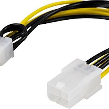 DELTACO adapter cable, 6-pin PCI-Express to 8-pin PCI-Express, 10 cm - 1007 18AWG
