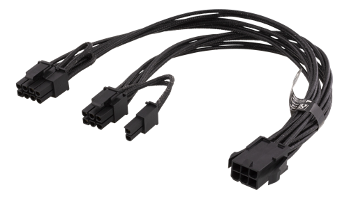 Deltaco PCIe power cable, 6-pin to 2x 8-pin, 0.3m, black - 1007 18AWG