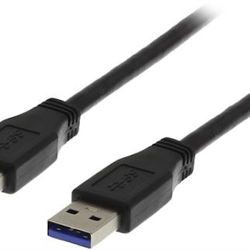 USB 3.0 kabel, Typ A ha - Typ A ha, 1m, svart