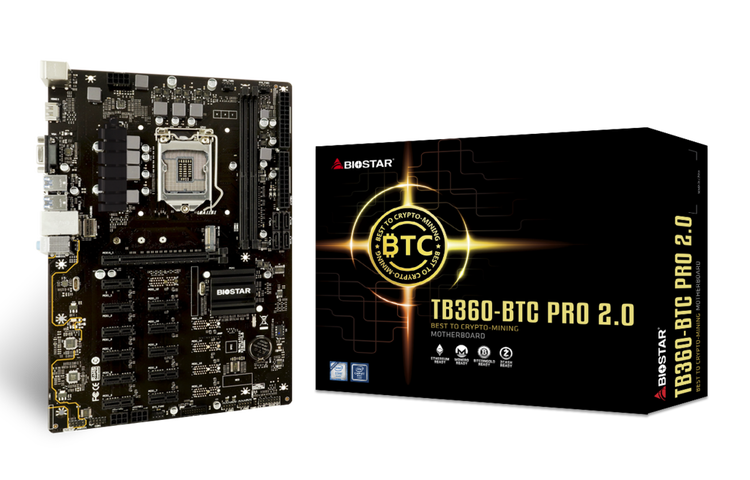 Biostar TB360BTC PRO 2.0 - 12 GPU, 2 PSU, 1151 for Intel gen 8-9, DDR4.