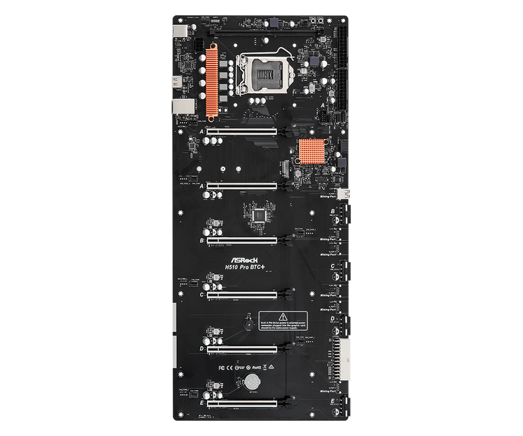 Asrock H510 Pro BTC+ - 6+1GPU, 2 PSU, LGA1200 for Intel gen 10-11, DDR4.
