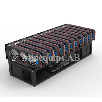 MEQ12Open - Chassis for 12 GPU and 2PSU with maximum heat dissipation.